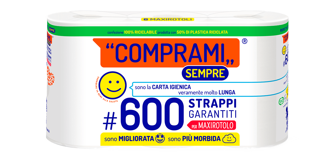 Sempre - Carta Igienica - 6 rotoli - 600 strappi - 2 veli
