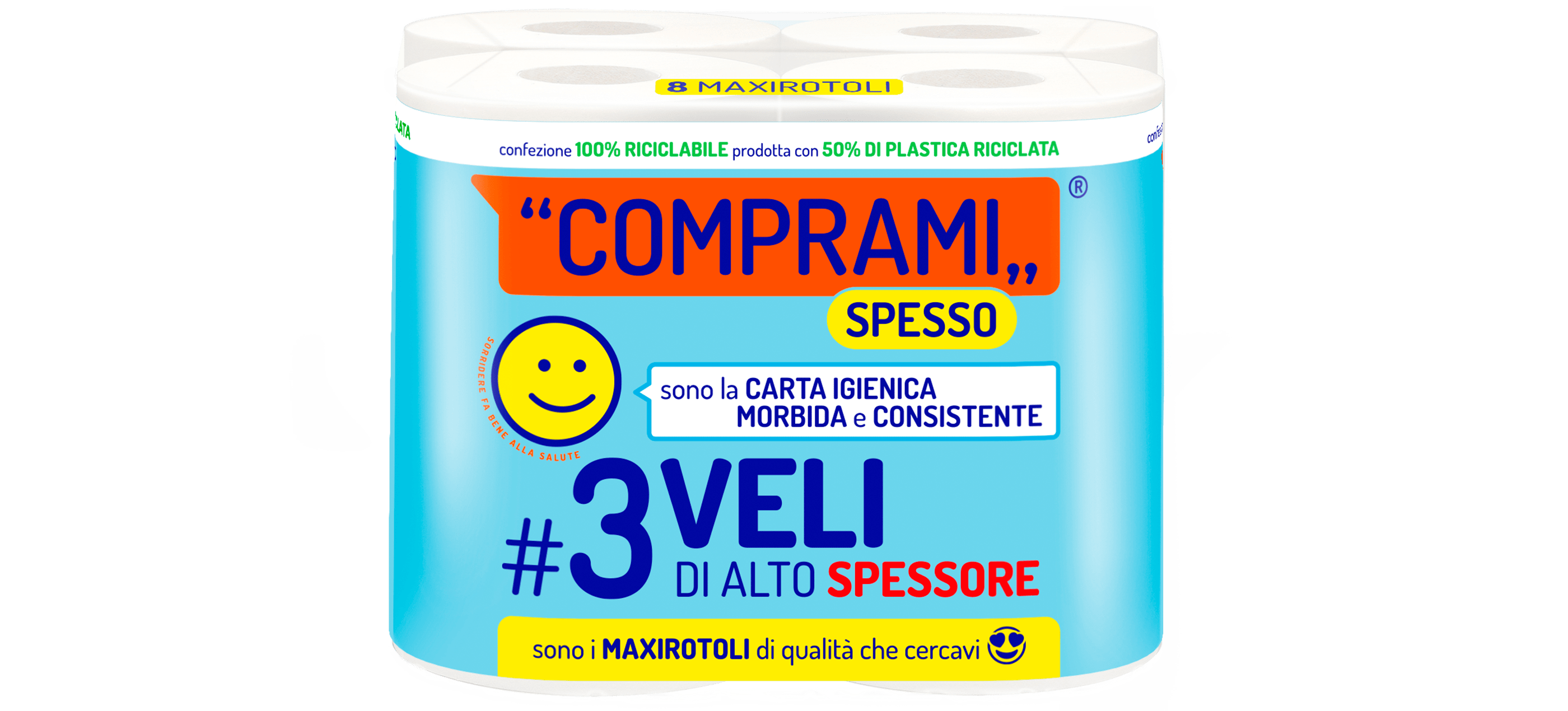 Spesso - Carta Igienica - 8 rotoli - 350 strappi - 3 veli