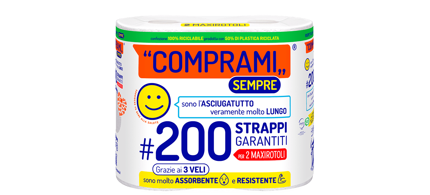 Sempre - Asciugatutto - 2 rotoli - 100 strappi - 3 veli